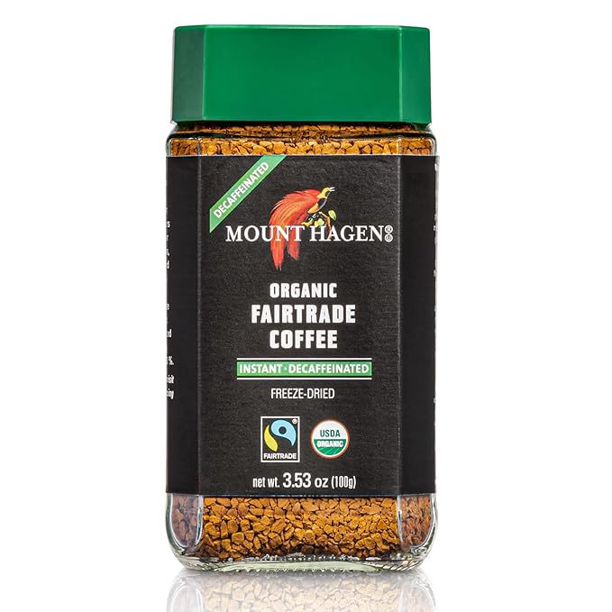 Mount Hagen Jar + Resealable Pouch Decaf Organic Freeze Dried Instant Coffee - Combo Pack |