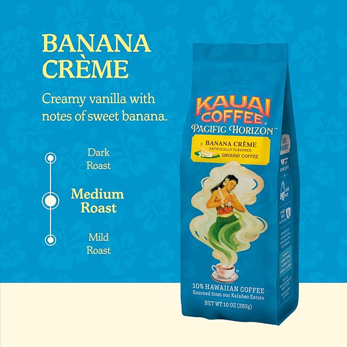 Kauai Coffee Ground Coffee ??Smooth, Rich ??Banana Flavor with Creamy Vanilla ??Arabica Coffee, 10%