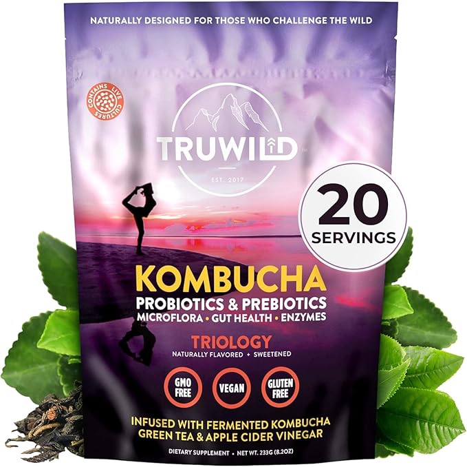 TruWild Natural Kombucha Powder Probiotic Supplement Vegan Drink Mix ??Gut Health Digestive Enzymes