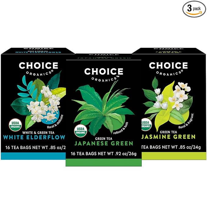 Choice Organic Teas Green Tea and Herbal Tea Variety Pack Sampler - Includes Japanese Green