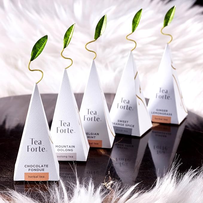 Tea Forte Winter Chalet Petite Presentation Box Tea Gift Set Sampler, 10 Count, 2 of Each Variety