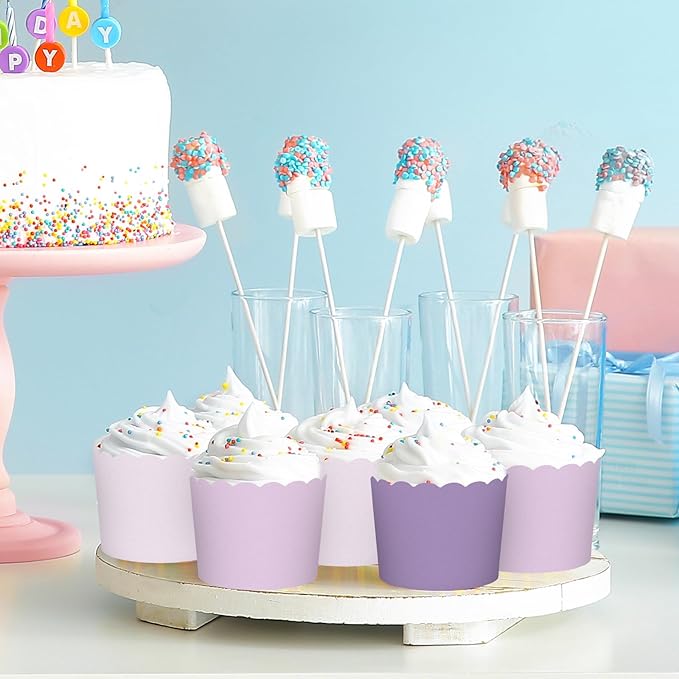 Whaline 120Pcs Purple Paper Baking Cups Scalloped Edge Cupcake Wrappers Gradient Purple Cupcake