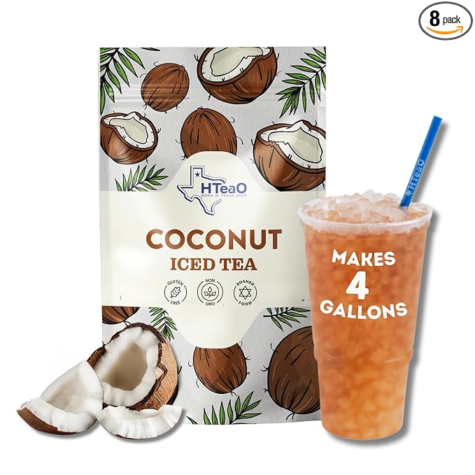 HTeaO Coconut Black Tea – Texas-Style Flavored Iced Tea Bags for Summer – Instant Ice Tea Packets