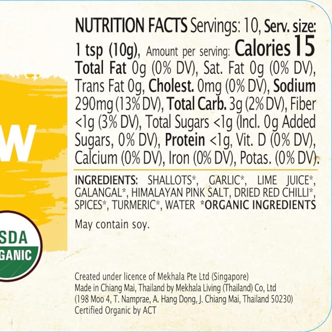 Mekhala Organic Gluten-Free Thai Yellow Curry Paste 3.53oz