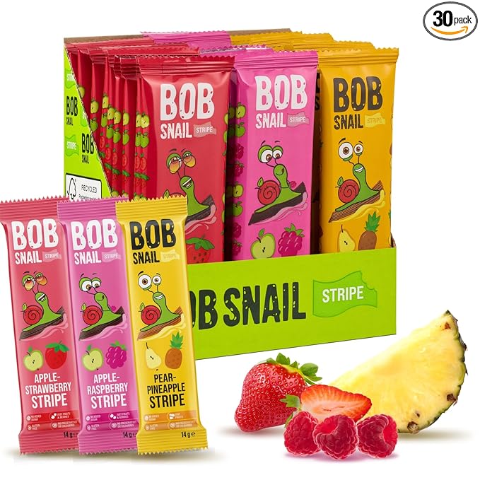 BOB SNAIL Healthy Organic Fruit Snacks for Kids and Adults ??30 Organic Fruit Leather Snacks with