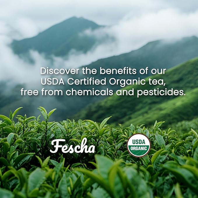 Fescha Organic Jasmine Green Tea Bags Flower-scented Tea (100-count), Eco-Conscious Tea Bags
