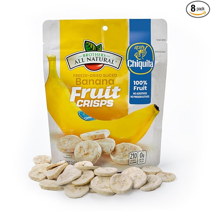 Brothers All Natural Freeze Dried Fruit Crisps, Chiquita Banana, 2 Oz (Pack of 8), Made with 100%