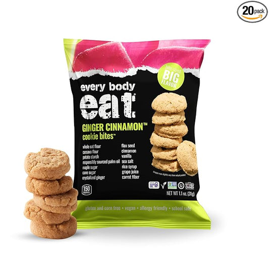 Every Body Eat Crunchy Cookie Bites, Gluten & Dairy Free, Vegan, School Safe Lunch Snacks, Single