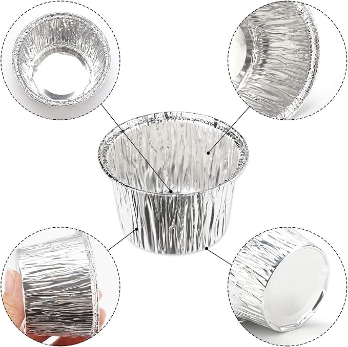 EUSOAR Aluminum Cupcake Liner, 3.5 Ounce 100Pcs Disposable Aluminum Foil Baking Cups, Ramekin