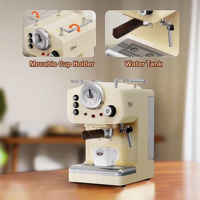 Retro Coffee Machine Building Set for Adults Boys Girls (678 Piece), Classic Semi-automatic