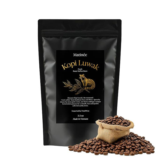 MATINÉE Wild Kopi Luwak Coffee Whole Beans, Medium Roast Luwak Coffee Gifts, Produce of Vietnam