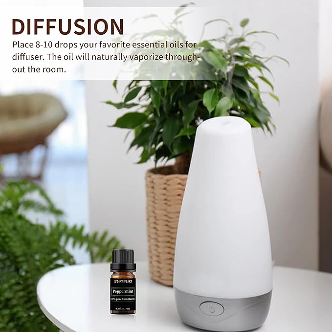 BURIBURI Peppermint Essential Oil 100% Pure, Undiluted, Natural, Organic Aromatherapy Mint