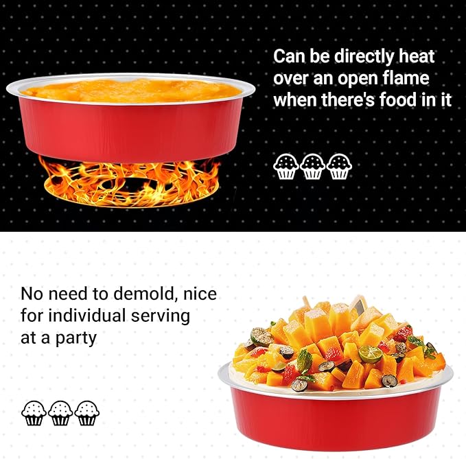 Beasea Disposable Baking Cups, 100 Pack 7.3oz 215ml Aluminum Ramekins Foil Baking Cups 4" Ramekin