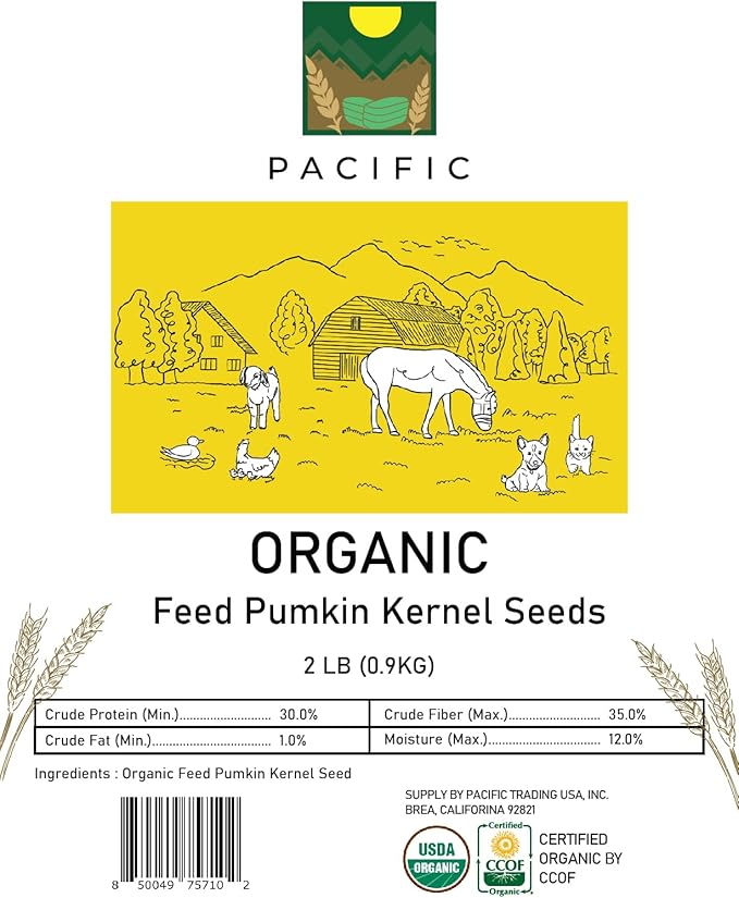 PACIFIC Organic Petfood Organic Feed Pumpkin Kernel Seeds - Organic Pumpkin Seeds for Dogs | Rich