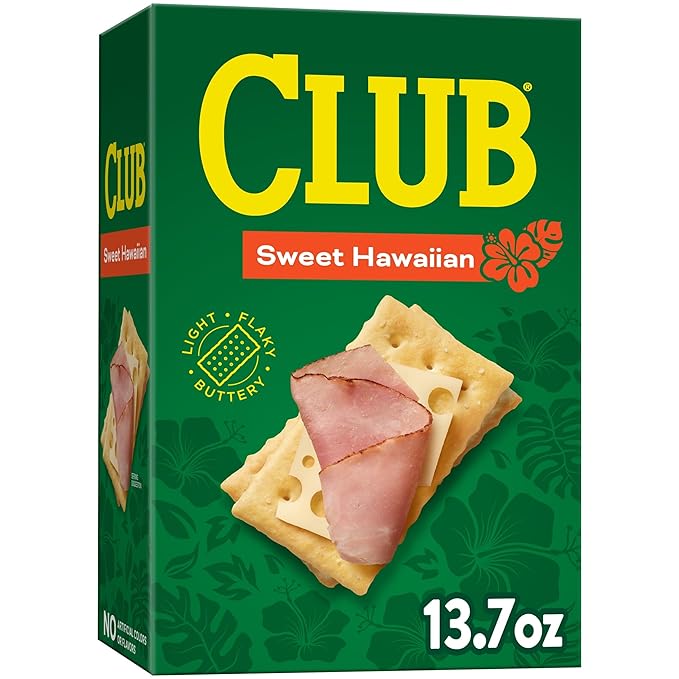 Club Crackers, Lunch Snacks, Snack Crackers, Sweet Hawaiian, 13.7oz Box (1 Box)