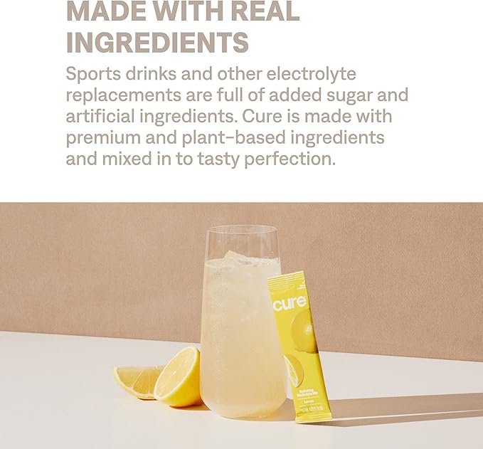 Cure Hydration | Plant-Based Electrolyte Drink Mix | No Added Sugar | FSA & HSA | Dehydration