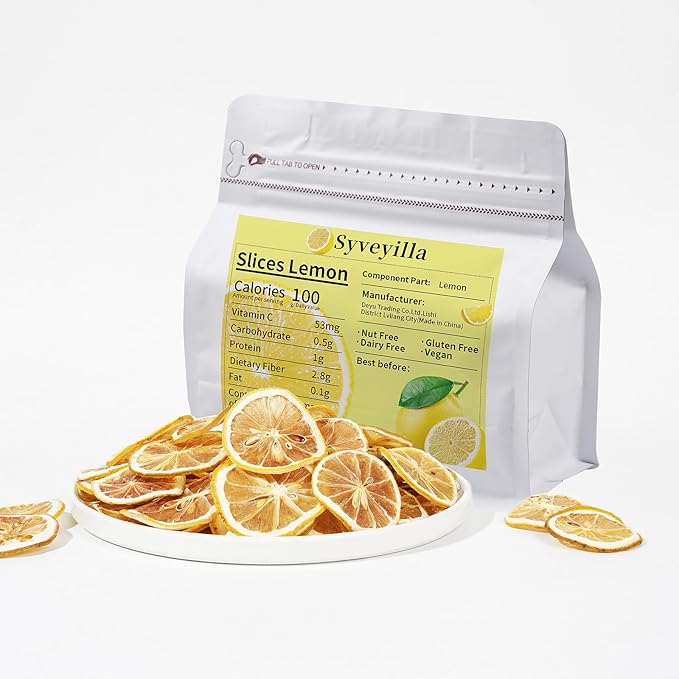 Dried Lemon Slices,Dehydrated Lemon Slices for Cocktails Garnish/Fruit Tea/Baking/Garland/Crafts