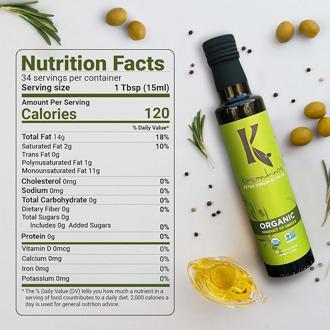 Kasandrinos Organic Olive Oil Extra Virgin, Polyphenol Rich Greek Olive Oil, 100% Organic First