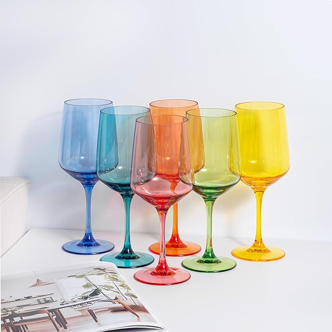 KOXIN-KARLU Unbreakable Classic 18 ounce All-Purpose Plastic Stem Wine Glasses Acrylic Glasses, set