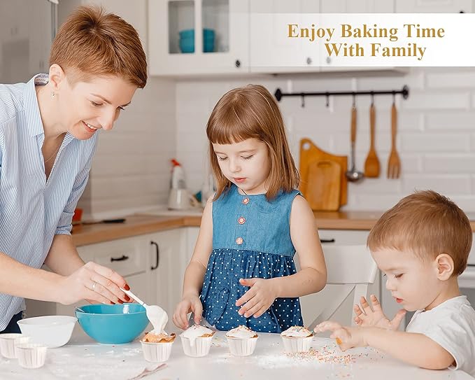White Cupcake Liners, 200pcs Muffin Baking Cups,Ramekin Holders, Heavy Duty Oil proof Wrappers for