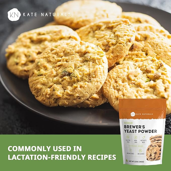 Kate Naturals Brewers Yeast Powder for Lactation Support & Nursing Moms. Debittered Brewer's Yeast
