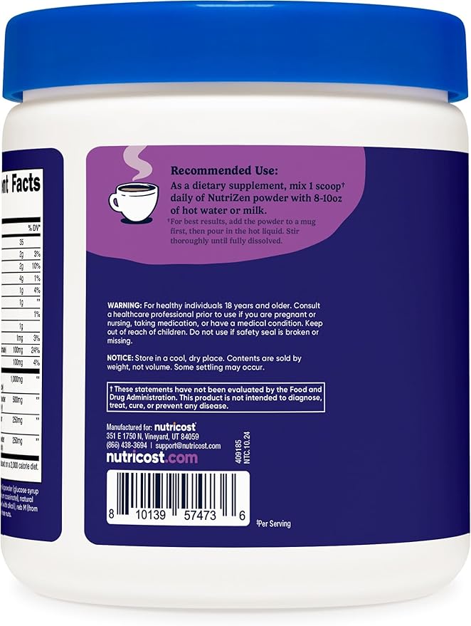 Nutricost Nutrizen PM Unwind Adaptogenic Mushroom Drink (Mocha Flavored) 30 Servings - Includes