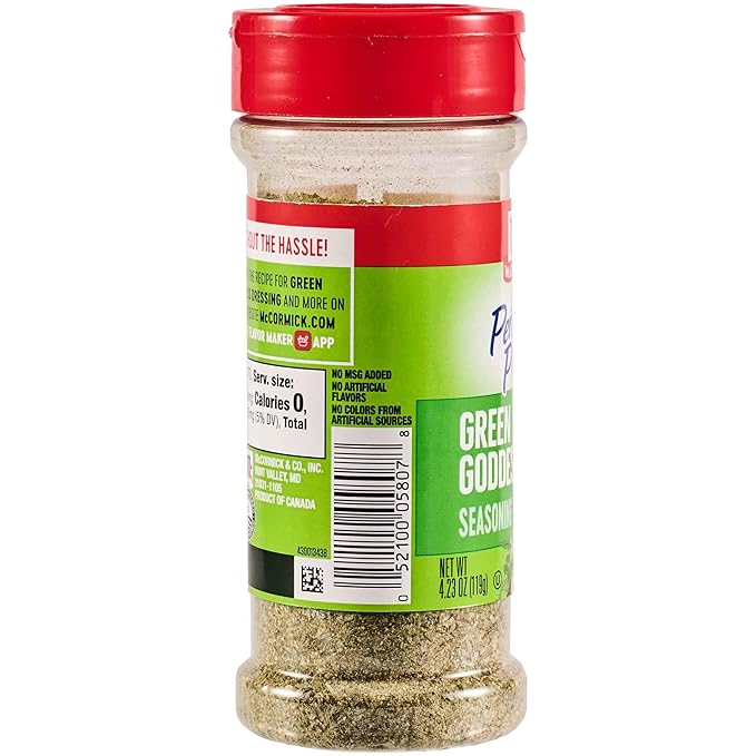 McCormick Perfect Pinch Seasoning, Green Goddess, For Adding Tangy, Herby Flavor to Chicken, Roasted Veggies, Dressings, Sauces & More, 4.23 oz
