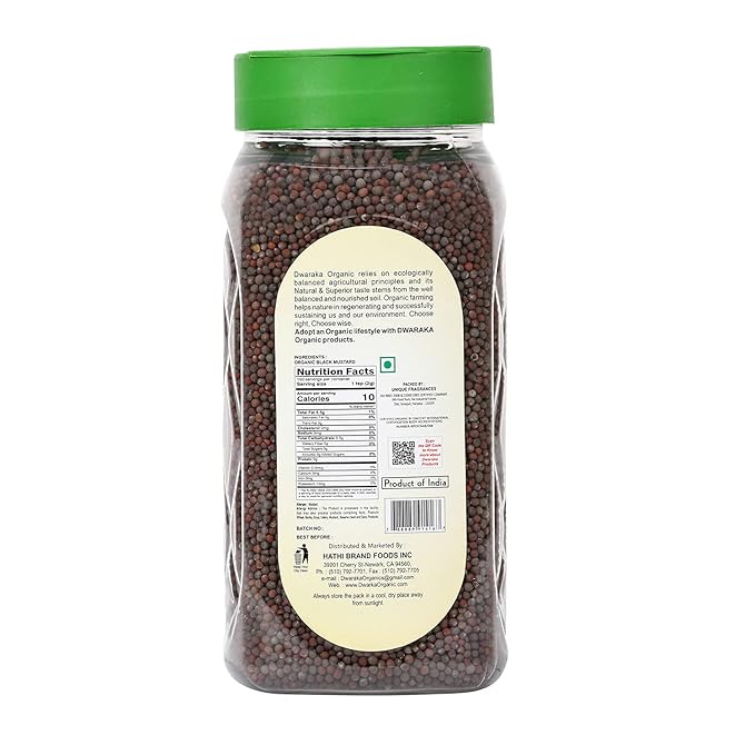 Dwaraka Organic - Black Mustard Seeds, 10.5oz, Healthy, Organic, Non GMO, All Natural