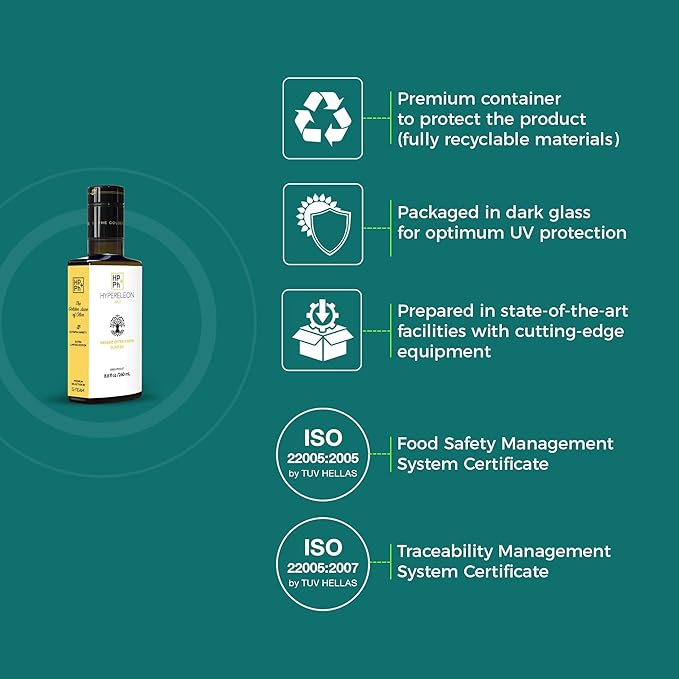 HYPERELEON GOLD | Premium, Organic, Extremely High Phenolic, Greek Extra Virgin Olive Oil 100% Pure