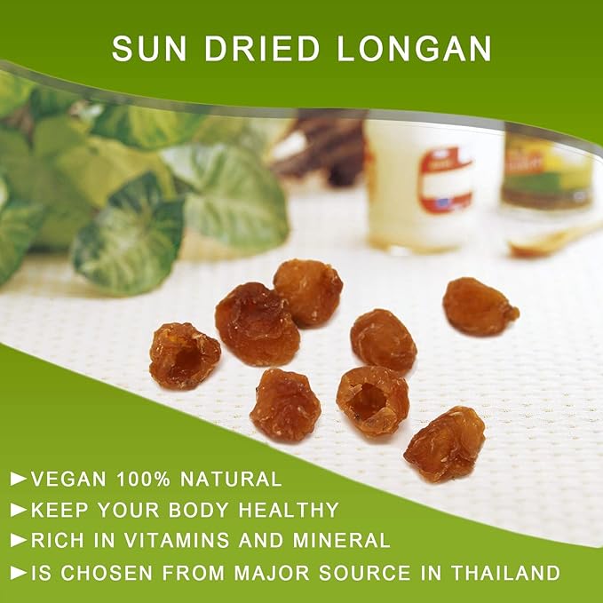 DABC OAK LAND Natural Dried Longan 100% Fruit Meat, Premium Thailand Sun Dried Longan, Naturally
