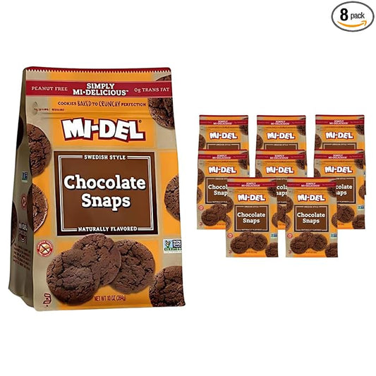 Mi-Del Chocolate Snaps Cookies - Crunchy Chocolate Cookies - Non-GMO Certified, 0g Trans Fat