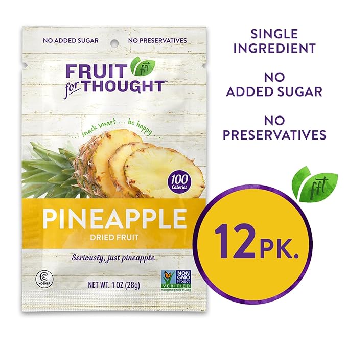 Fruit for Thought Dried Pineapple | Dried Fruit Snack Packs Ideal for the Family | At Home, Work