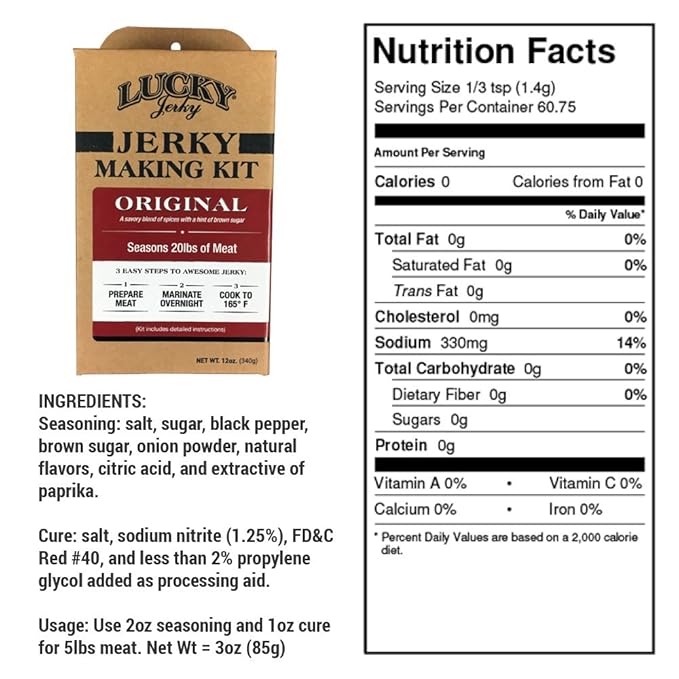 Lucky Jerky DIY Jerky Seasoning and Cure Kit 4 Pack - Original, Red Pepper, Teriyaki, Peppered