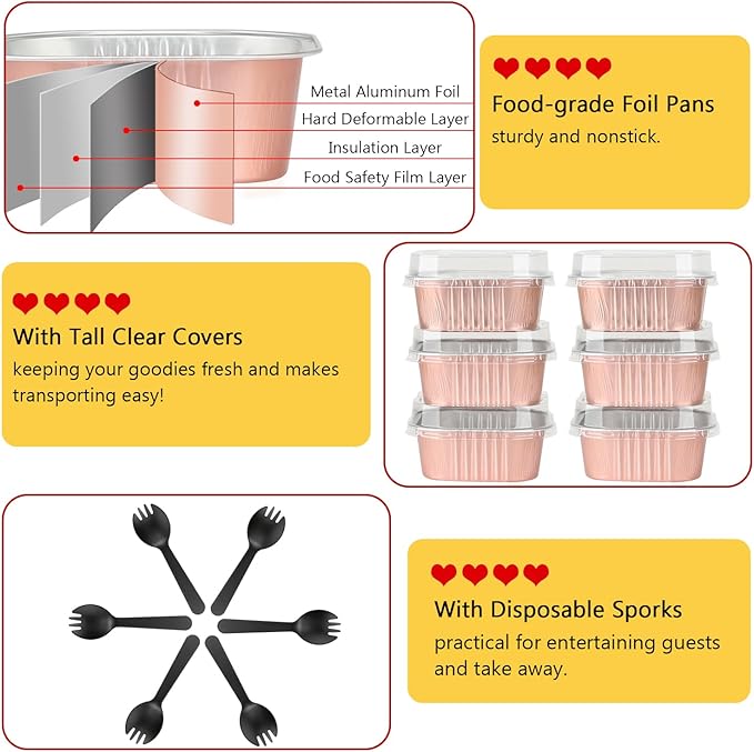 LNYZQUS 10oz/80pack Mini Cake Tins with Lids, 4?�x4??Mini Foil Pans Disposable Brownie Baking Cups