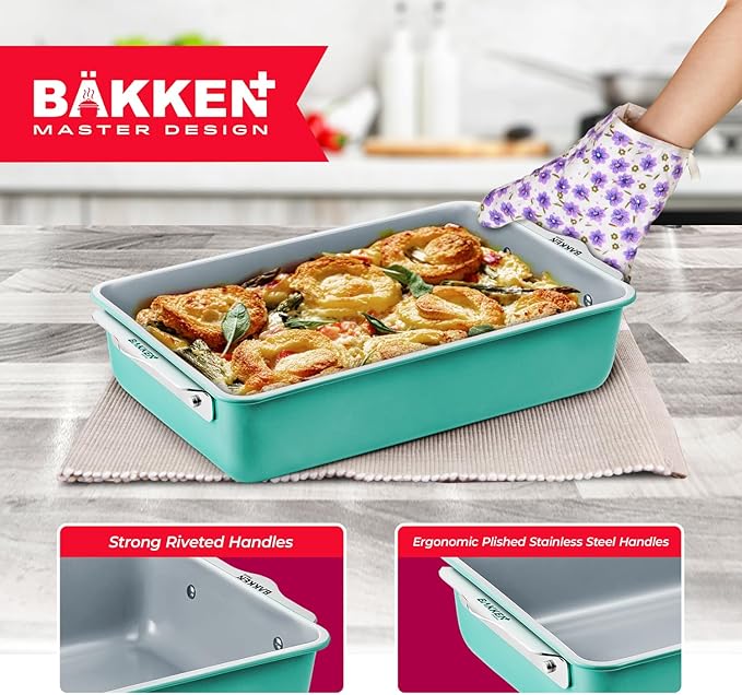 Bakken 8-Piece Stackable Bakeware Set - Ceramic Non-Stick Coating, Baking Sheets, Assorted Baking