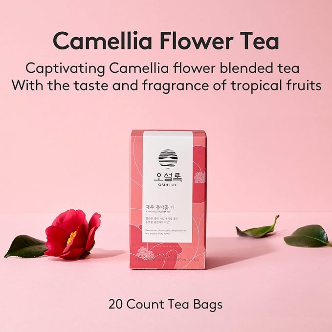OSULLOC Camellia Flower Tea (Tropical fruity flavors), Fruit tea Blend, Premium Teabags from Jeju