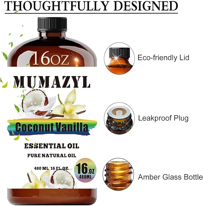 Coconut Vanilla Essential Oil, Coconut Vanilla Oil 16 Fl Oz 480ML for Diffuser Humidifier Yoga