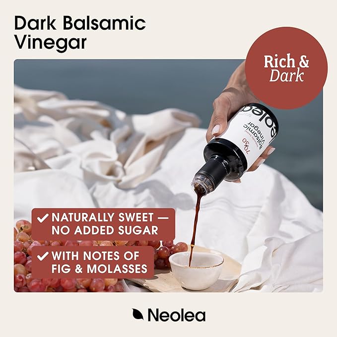 Neolea Dark Balsamic Vinegar from Greece - Made from 70% Grape Must & Red Wine Vinegar Aged in