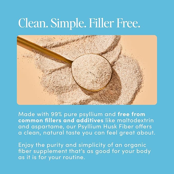 Fiber Rescue (6g Per Serving) - Psyllium Husk Powder for Digestive Health & Bloating Relief, Sugar