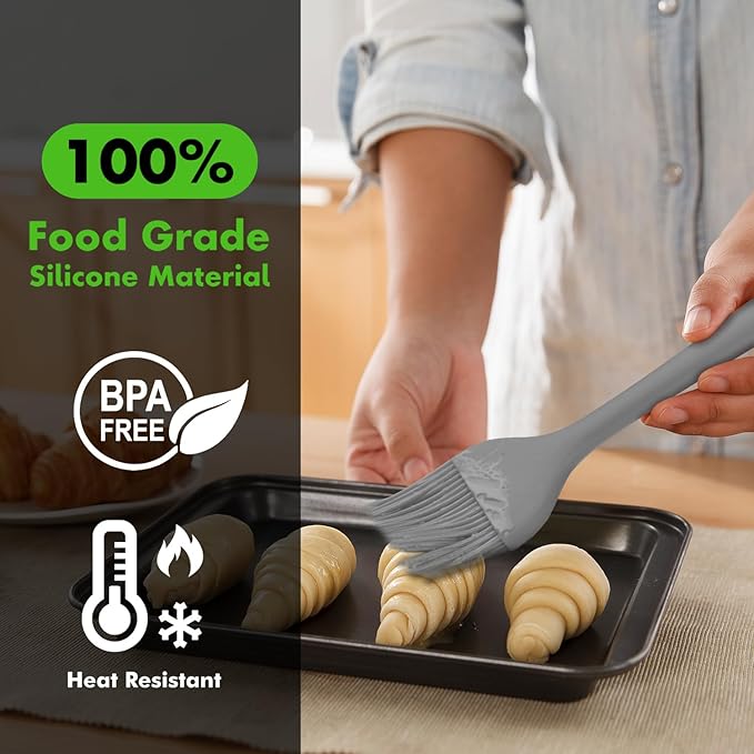 HOTEC Basting Brushes Silicone Heat Resistant Pastry Brushes Spread Oil Butter Sauce Marinades for