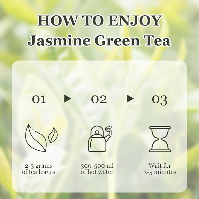 HANFANGLING Jasmine Green Tea - Premium Loose Leaf Tea with Natural Jasmine Flowers, 100% Natural