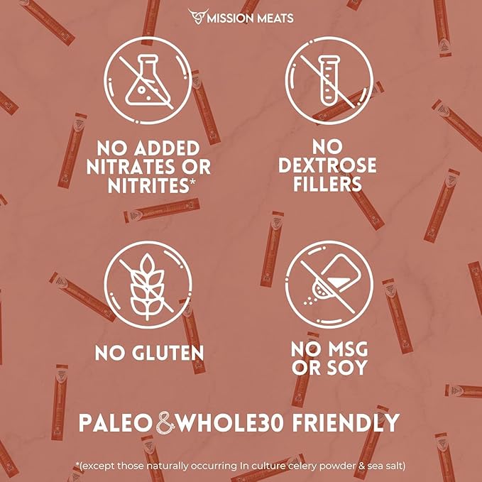 Mission Meats Beef Sticks – 100% Grass Fed & Pasture Raised, Sugar Free, Individually Wrapped