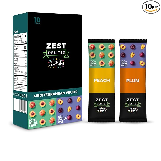 Fruit Snacks by Zest Delites, Dried Fruit Leather Bars, Healthy Snacks for Adults & Kids, Gluten