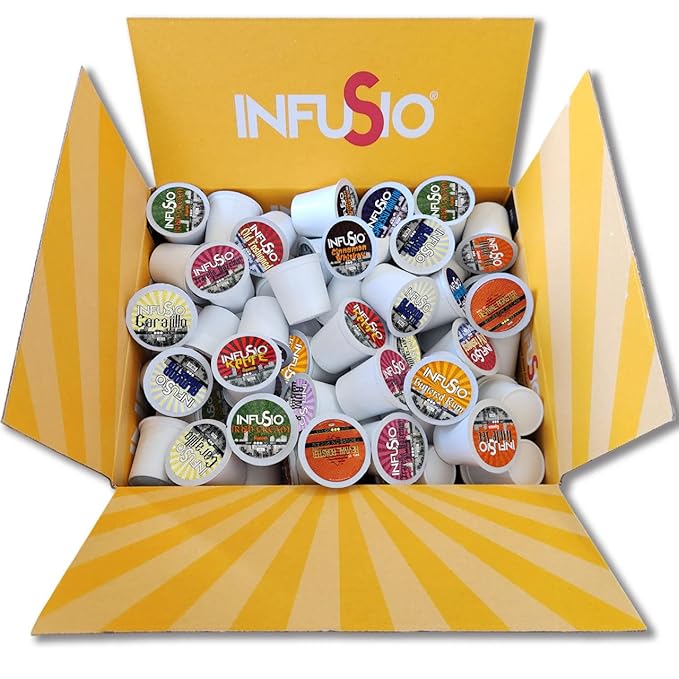 InfuSio Flavored Coffee Pods Variety Pack - 120 Count Flavored Medium Roast, 12 Curated Blends