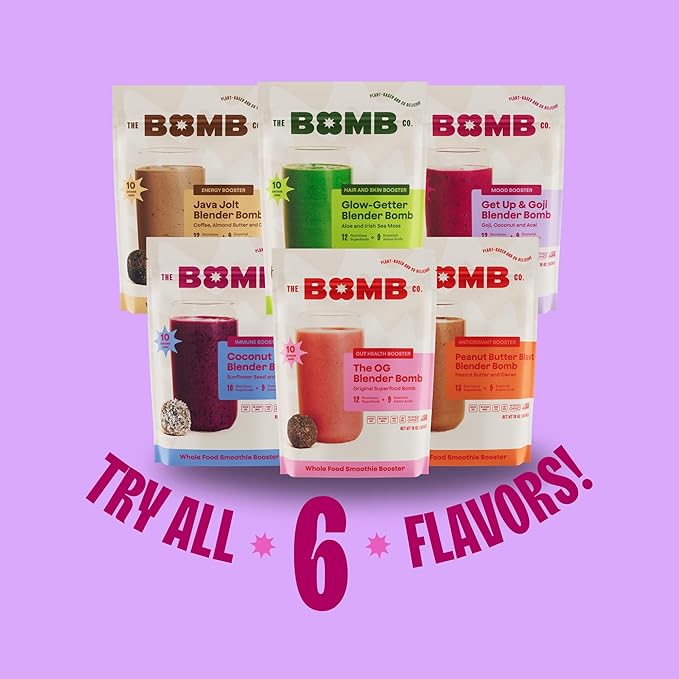 The Bomb Co. Blender Bomb, Get up & Goji, Superfood Smoothie Mix With Goji Berries, Hemp, Flax