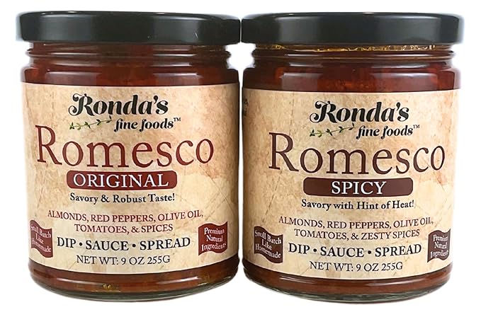 Original & Spicy Romesco Dip, Spread, Topping & Sauce ??2CT 9.0oz Variety Pack - Thick, Small-Batch