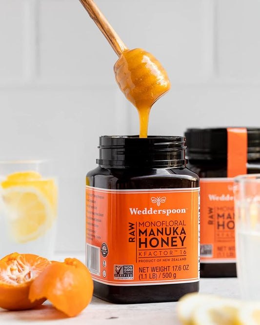 Wedderspoon Raw Premium Manuka Honey, KFactor 16, 17.6 Oz, Unpasteurized, Genuine New Zealand