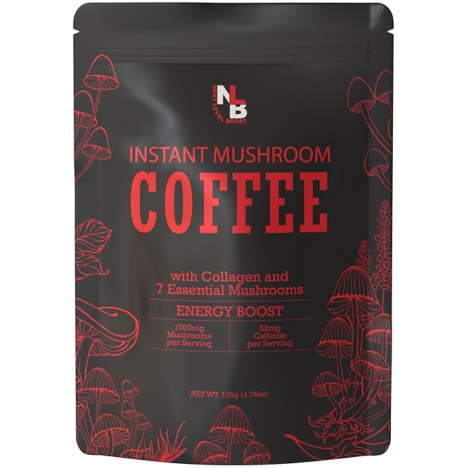 Energy Boost Mushroom Instant Coffee - 135g, 15 Servings Pouch - Healthy Coffee Alternative and