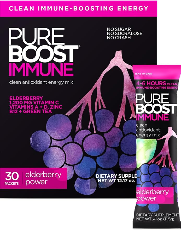 Pureboost Immune Clean Energy Booster, Refreshing Energy Drink Mix and Immunity Supplement with