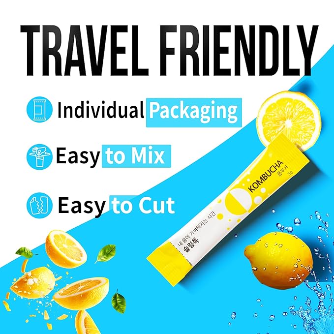 The Joah SlimTalk Kombucha Powder Sticks(Lemon Flavor) - Sugar Free, Probiotics & Prebiotics